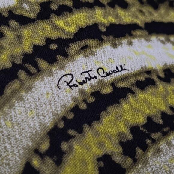 Roberto Cavalli Vintage Knee Length Skirt Signed Print Green Black Size S - Picture 7 of 14